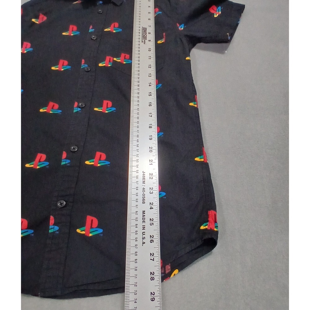 Playstation Boy Shirt Size S(19)Black Red Button All Over Print Video Game Retro - Picture 4 of 7